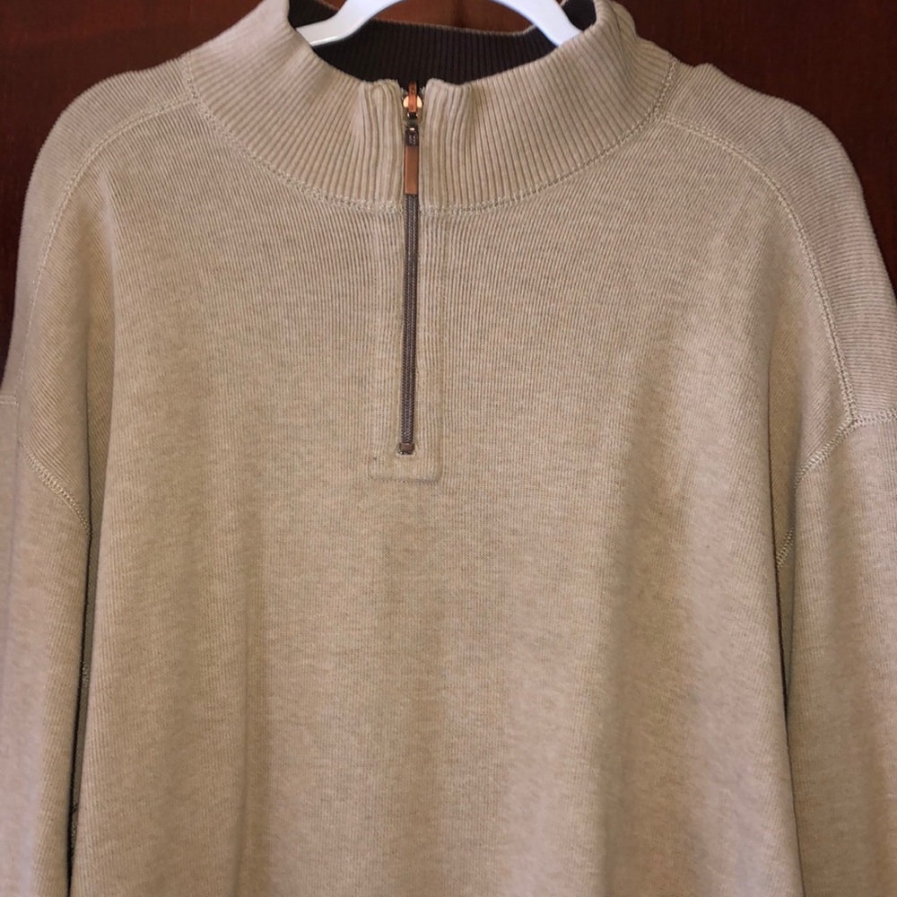 Hathaway Men’s Tan Half Zipper Crewneck Sweater